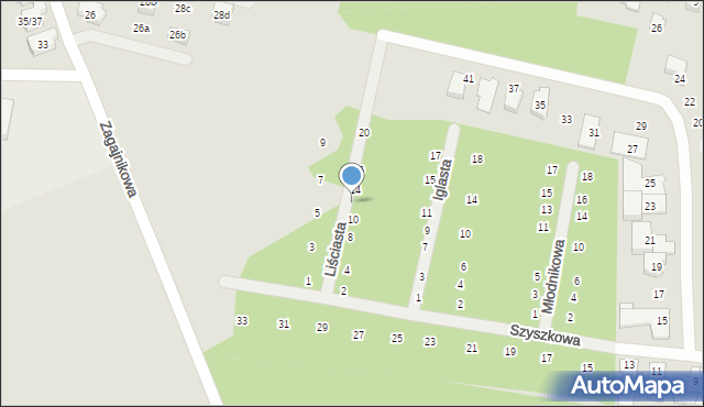 Poznań, Liściasta, 12, mapa Poznania