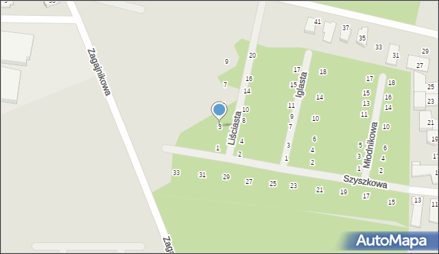 Poznań, Liściasta, 3, mapa Poznania