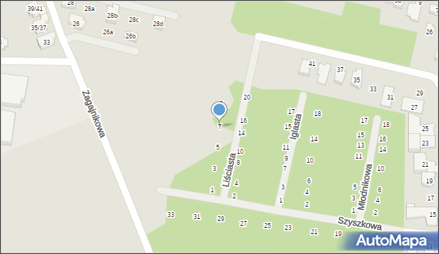 Poznań, Liściasta, 7, mapa Poznania