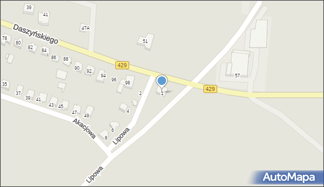 Prószków, Lipowa, 1, mapa Prószków