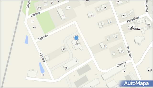 Przecław, Lipowa, 43, mapa Przecław