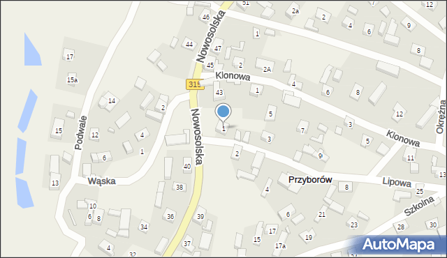 Przyborów, Lipowa, 1, mapa Przyborów