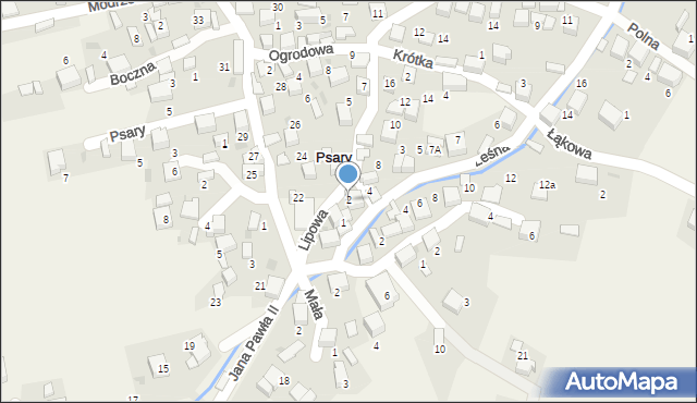 Psary, Lipowa, 2, mapa Psary