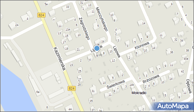 Puławy, Lipowa, 6, mapa Puław