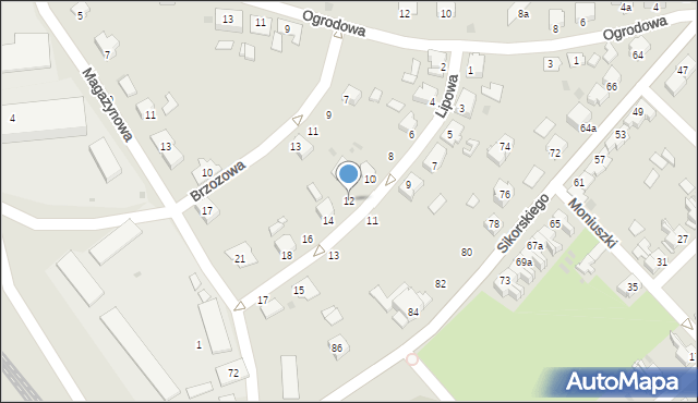 Pyskowice, Lipowa, 12, mapa Pyskowice