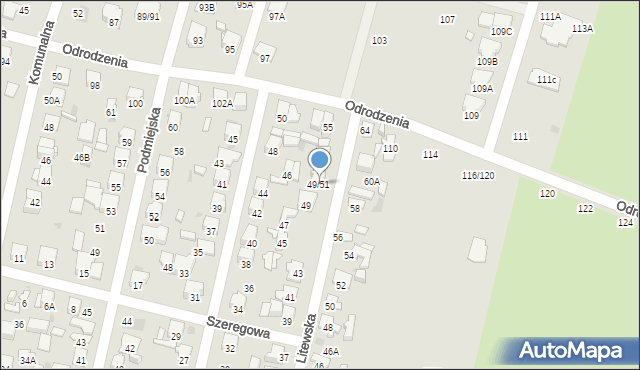 Radom, Litewska, 49/51, mapa Radomia