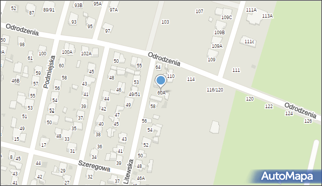 Radom, Litewska, 60A, mapa Radomia