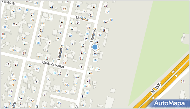 Radom, Litewska, 20, mapa Radomia