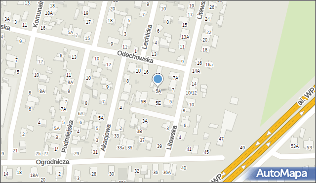 Radom, Litewska, 5A, mapa Radomia