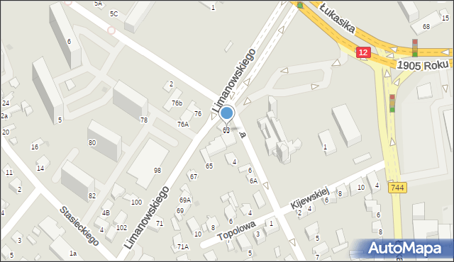 Radom, Limanowskiego Bolesława, 63, mapa Radomia