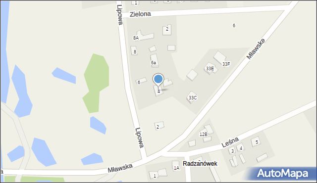 Radzanów, Lipowa, 4, mapa Radzanów