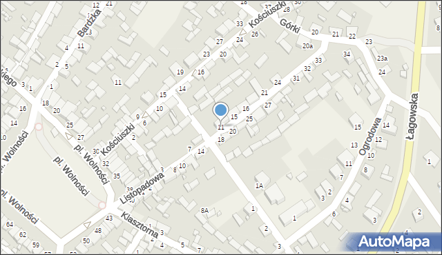 Raków, Listopadowa, 11, mapa Raków