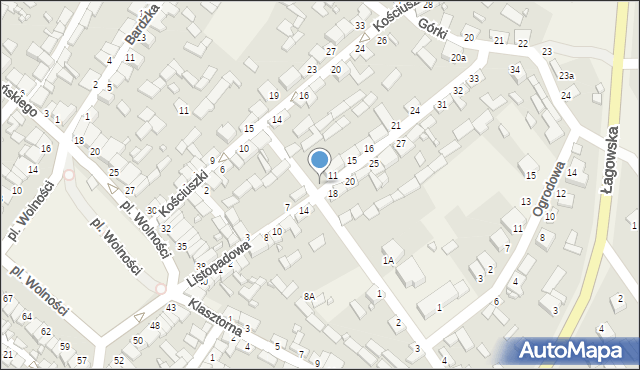 Raków, Listopadowa, 13, mapa Raków