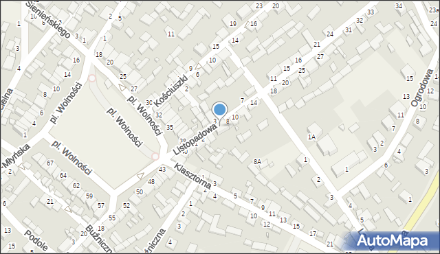 Raków, Listopadowa, 6, mapa Raków