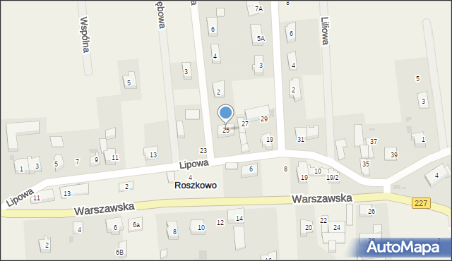 Roszkowo, Lipowa, 25, mapa Roszkowo