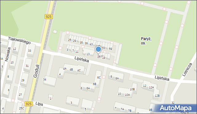 Ruda Śląska, Lipińska, 15, mapa Rudy Śląskiej