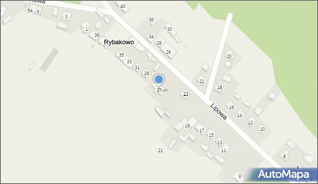 Rybakowo, Lipowa, 27a, mapa Rybakowo