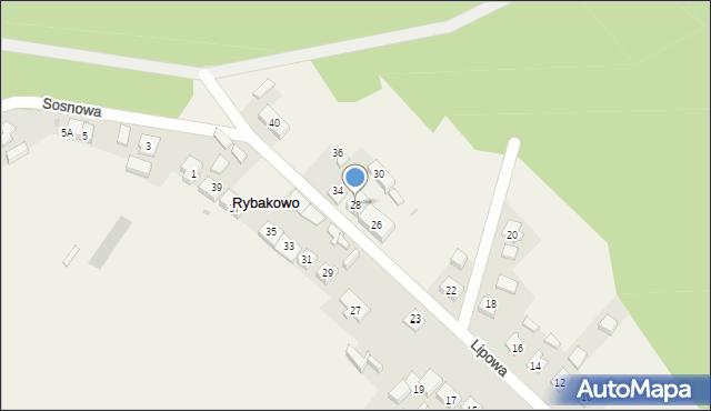 Rybakowo, Lipowa, 28, mapa Rybakowo