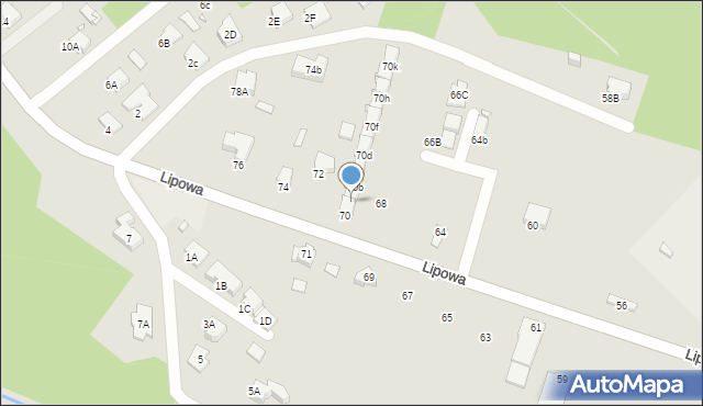 Rybnik, Lipowa, 70a, mapa Rybnika