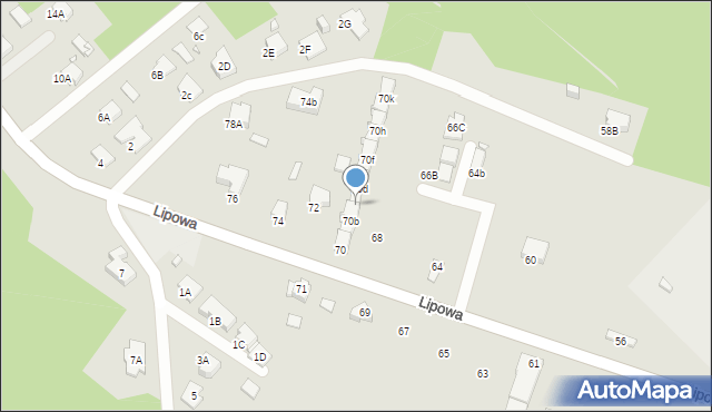 Rybnik, Lipowa, 70c, mapa Rybnika