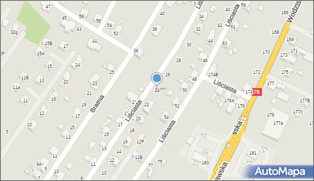 Rybnik, Liściasta, 24, mapa Rybnika