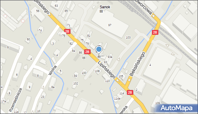 Sanok, Lipińskiego Kazimierza, 89, mapa Sanok