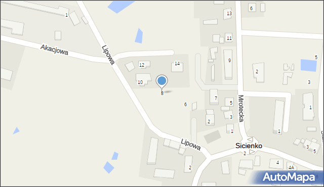 Sicienko, Lipowa, 8, mapa Sicienko