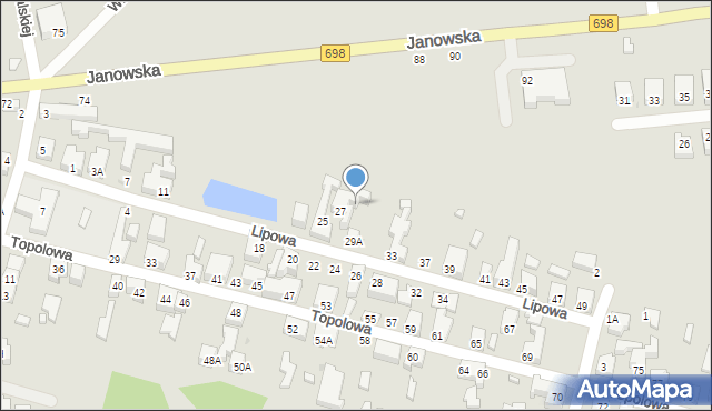 Siedlce, Lipowa, 29, mapa Siedlce