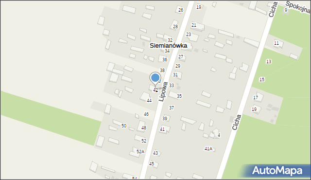 Siemianówka, Lipowa, 42, mapa Siemianówka