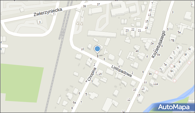 Skierniewice, Listopadowa, 8, mapa Skierniewic