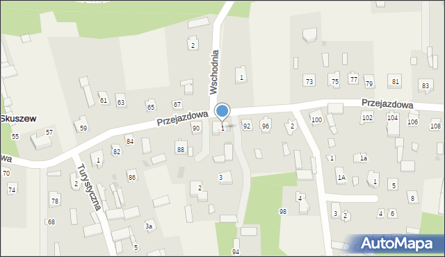 Skuszew, Lipowa, 1, mapa Skuszew