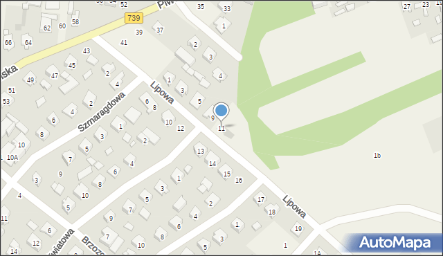 Sobienie-Jeziory, Lipowa, 11, mapa Sobienie-Jeziory