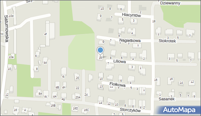 Sosnowiec, Liliowa, 10, mapa Sosnowca