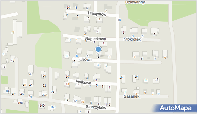 Sosnowiec, Liliowa, 4, mapa Sosnowca