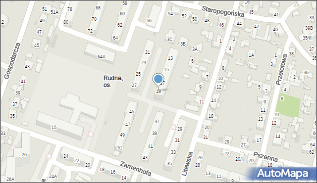 Sosnowiec, Litewska, 19, mapa Sosnowca