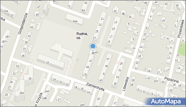 Sosnowiec, Litewska, 45, mapa Sosnowca