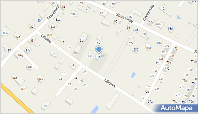 Stanowice, Liliowa, 15, mapa Stanowice