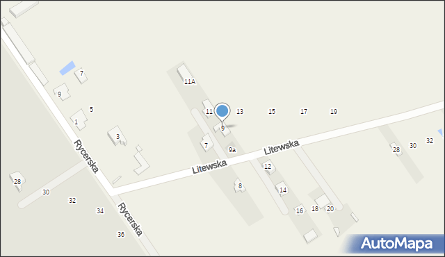 Stary Dybów, Litewska, 9, mapa Stary Dybów