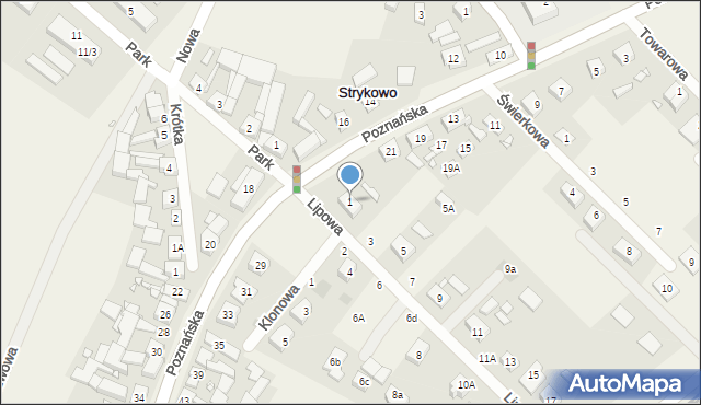 Strykowo, Lipowa, 1, mapa Strykowo