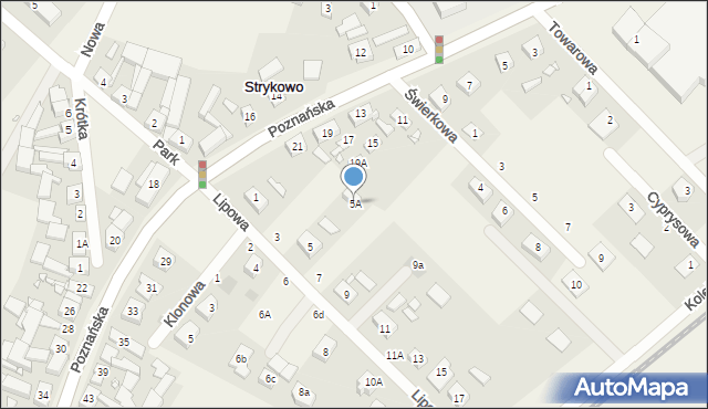 Strykowo, Lipowa, 5A, mapa Strykowo