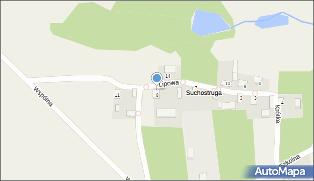 Suchostruga, Lipowa, 9, mapa Suchostruga