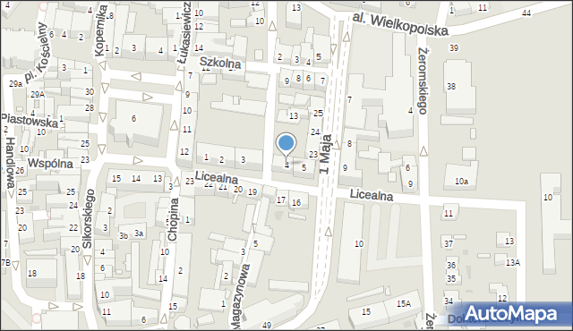 Sulechów, Licealna, 4, mapa Sulechów