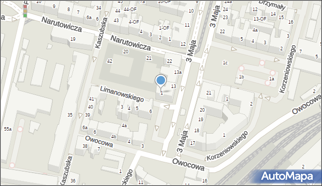 Szczecin, Limanowskiego Bolesława, 1, mapa Szczecina