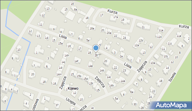 Szczecin, Lisia, 19, mapa Szczecina