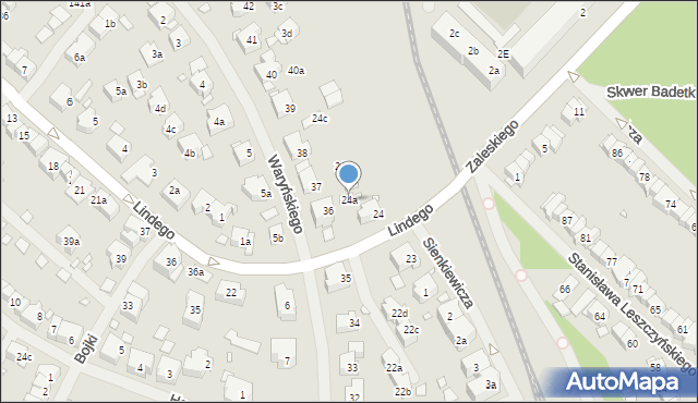 Szczecin, Lindego Samuela Bogumiła, 24a, mapa Szczecina