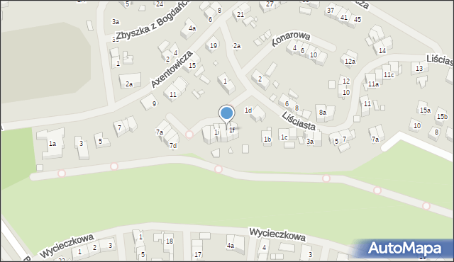 Szczecin, Liściasta, 1g, mapa Szczecina