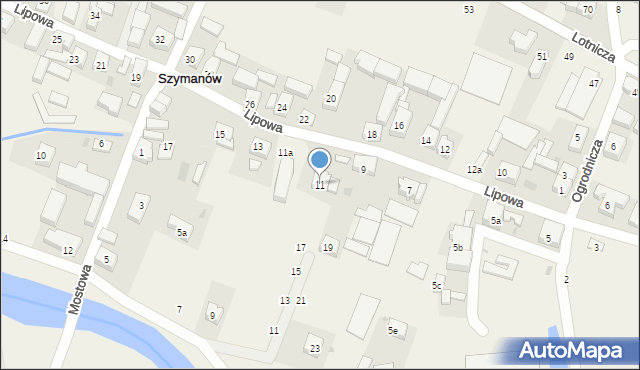 Szymanów, Lipowa, 11, mapa Szymanów