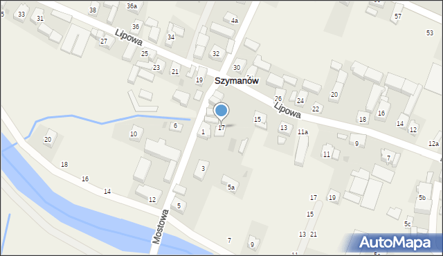 Szymanów, Lipowa, 17, mapa Szymanów