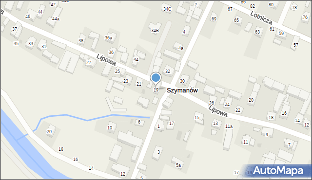 Szymanów, Lipowa, 19, mapa Szymanów