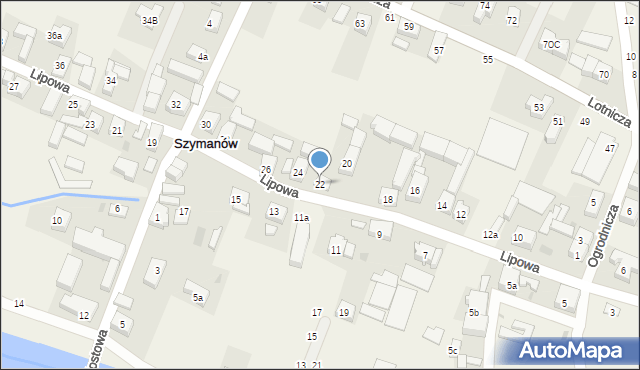 Szymanów, Lipowa, 22, mapa Szymanów